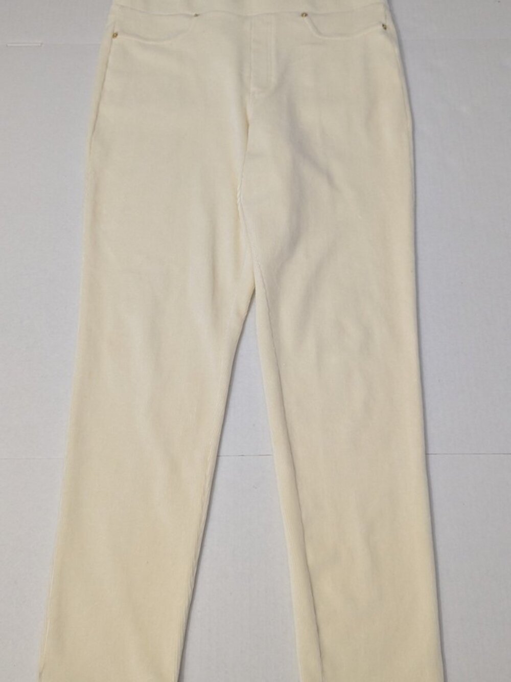 Michael Kors Stretch Corduroy Straight Leg High-Rise Pants Ivory Size L NWOT